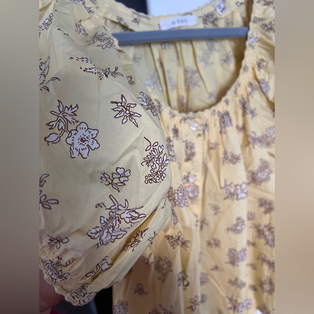 DÔEN Doen Tennessee Floral Cotton Top Sunshine Bouton de Rose Yellow XS - Picture 12 of 13